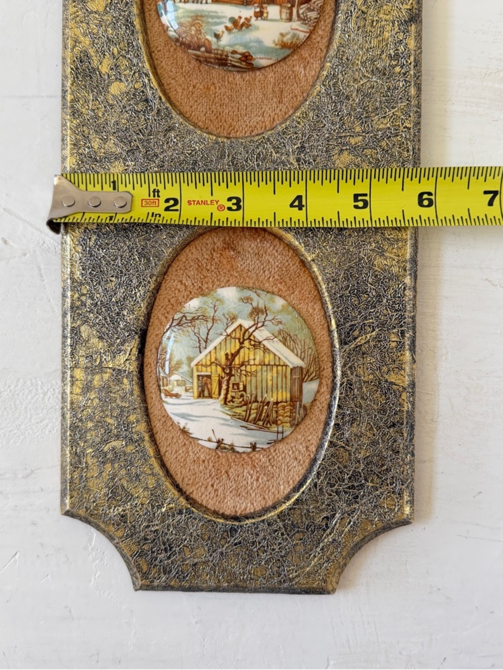 Vintage Italian Florentine Gold Textured Wall Plaque Mini Ceramic Print - Picture 8 of 8